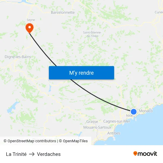 La Trinité to Verdaches map