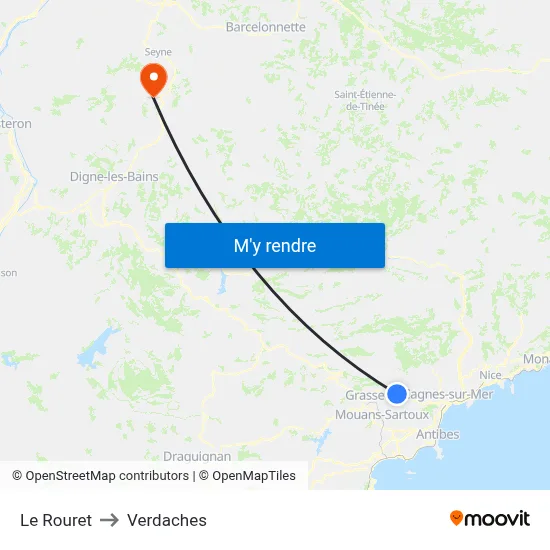 Le Rouret to Verdaches map