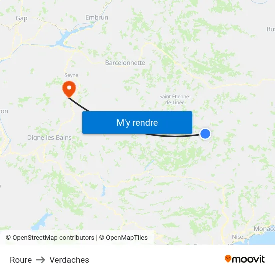 Roure to Verdaches map