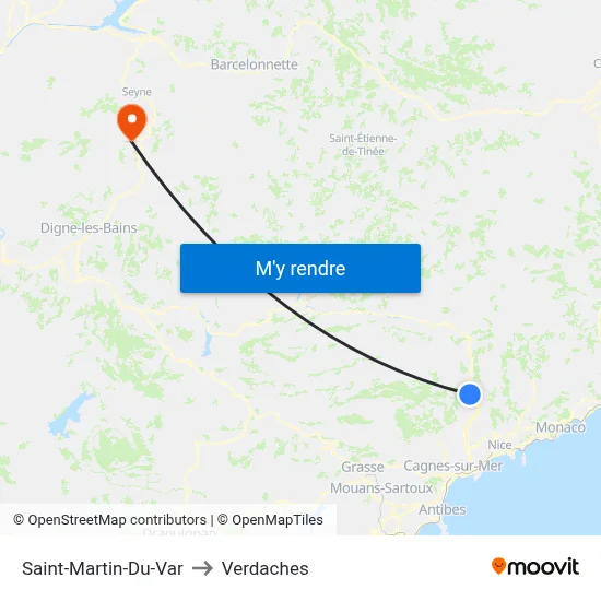 Saint-Martin-Du-Var to Verdaches map