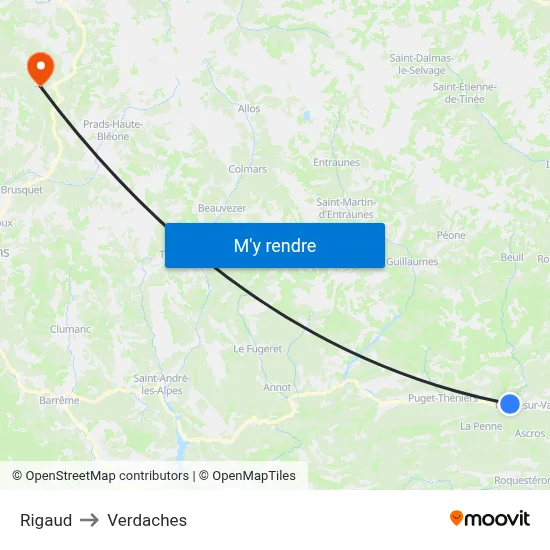 Rigaud to Verdaches map