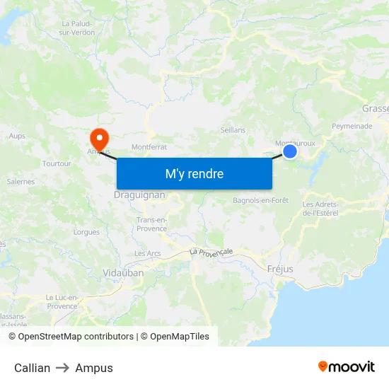 Callian to Ampus map