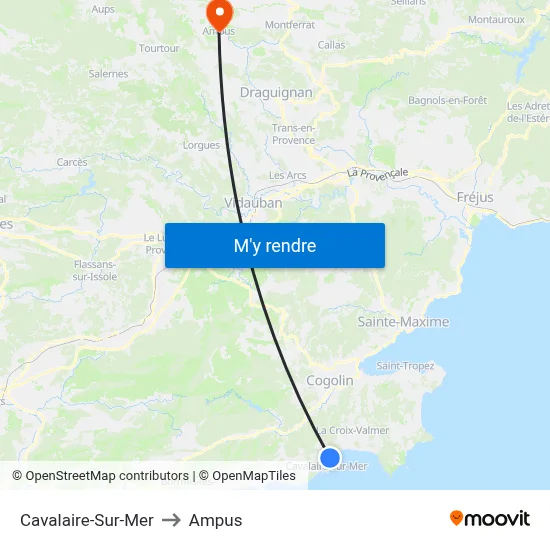 Cavalaire-Sur-Mer to Ampus map