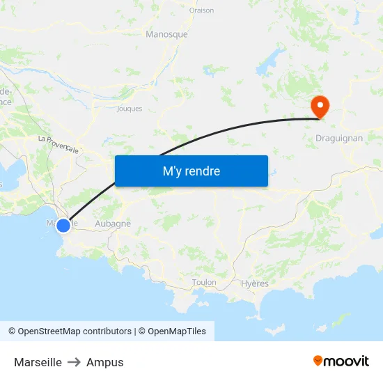 Marseille to Ampus map