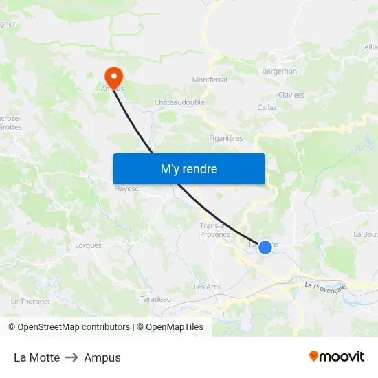 La Motte to Ampus map