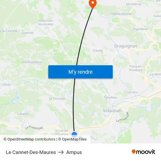 Le Cannet-Des-Maures to Ampus map