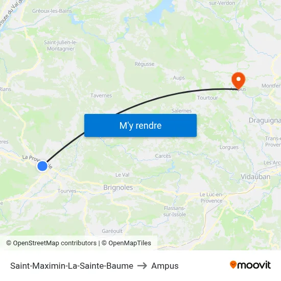 Saint-Maximin-La-Sainte-Baume to Ampus map
