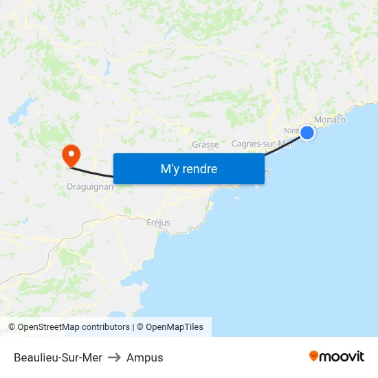 Beaulieu-Sur-Mer to Ampus map