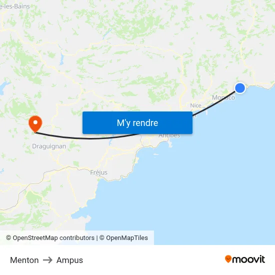 Menton to Ampus map