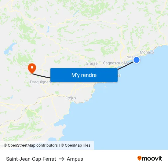 Saint-Jean-Cap-Ferrat to Ampus map