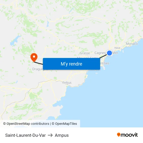 Saint-Laurent-Du-Var to Ampus map