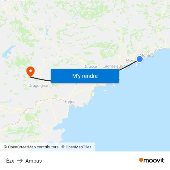 Èze to Ampus map