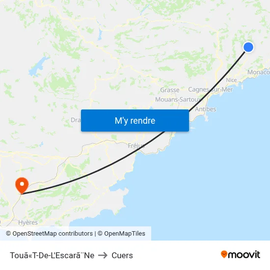 Touã«T-De-L'Escarã¨Ne to Cuers map