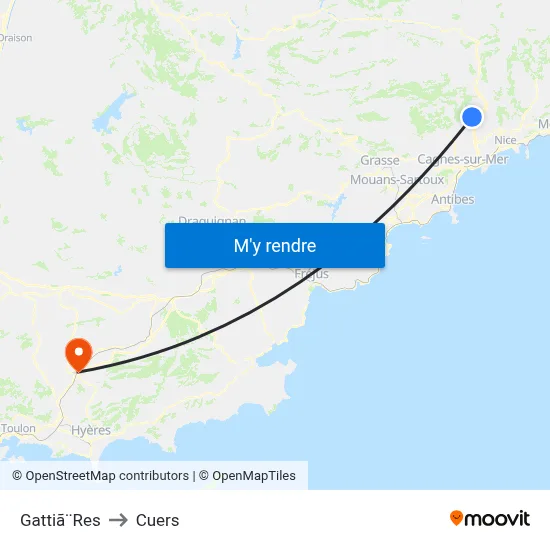 Gattiã¨Res to Cuers map