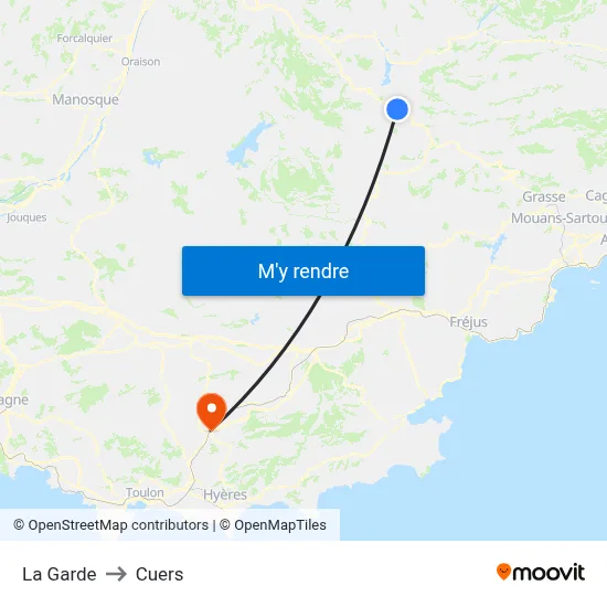 La Garde to Cuers map