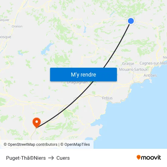 Puget-Thã©Niers to Cuers map