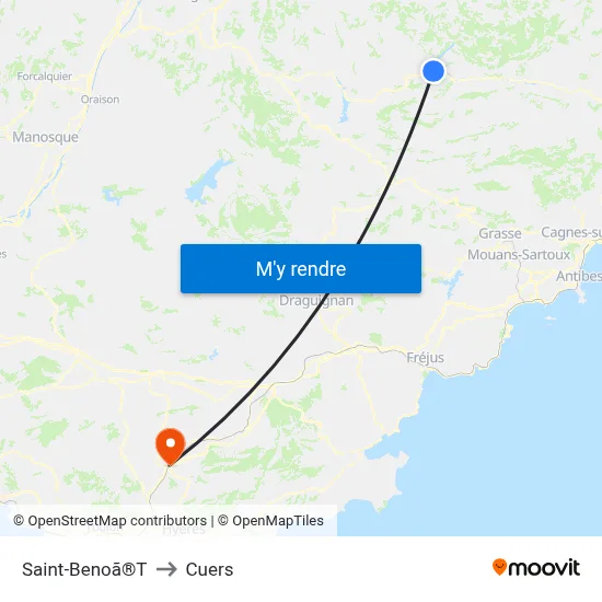 Saint-Benoã®T to Cuers map