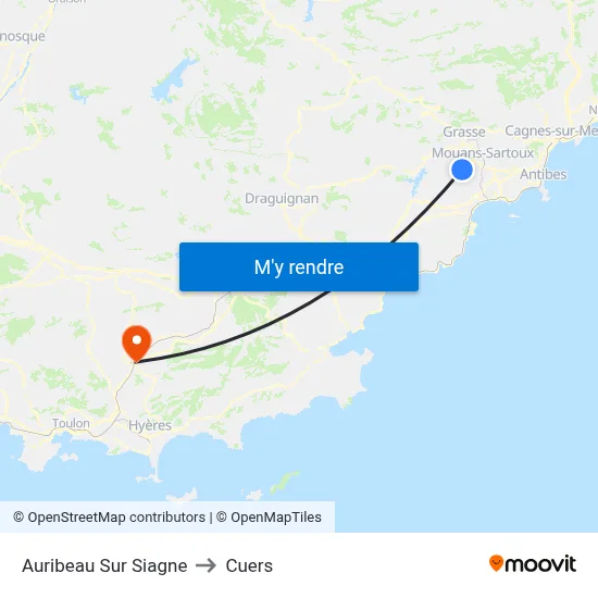 Auribeau Sur Siagne to Cuers map