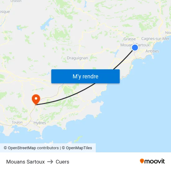 Mouans Sartoux to Cuers map