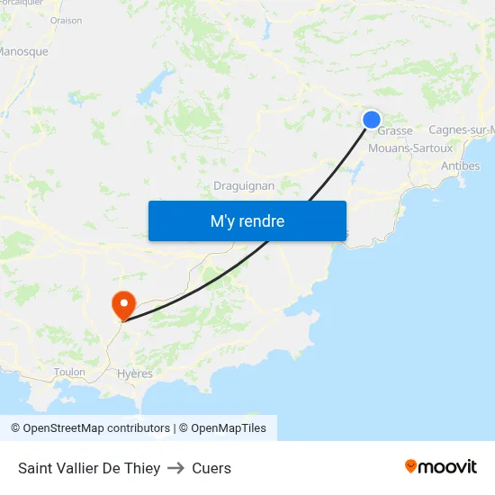 Saint Vallier De Thiey to Cuers map