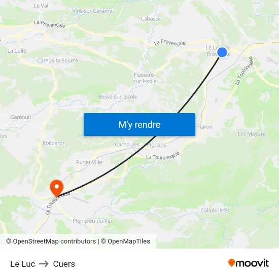 Le Luc to Cuers map