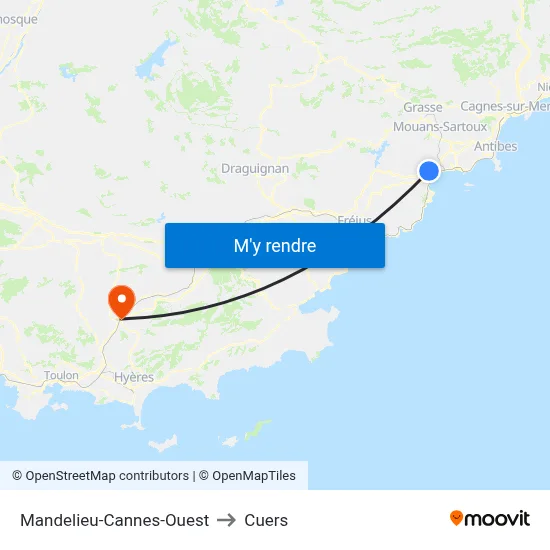 Mandelieu-Cannes-Ouest to Cuers map