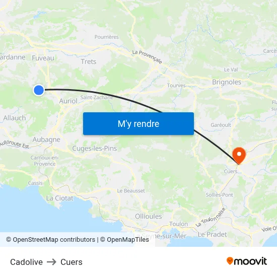 Cadolive to Cuers map