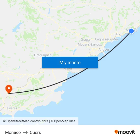Monaco to Cuers map