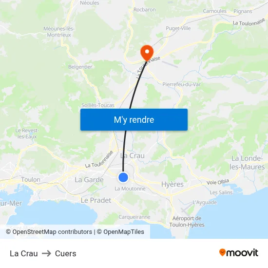 La Crau to Cuers map