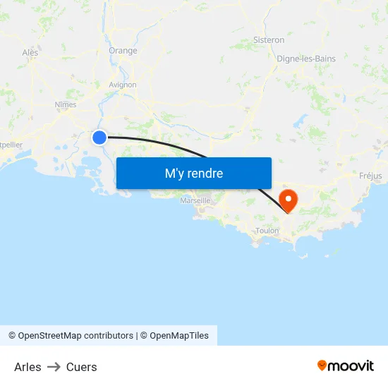 Arles to Cuers map