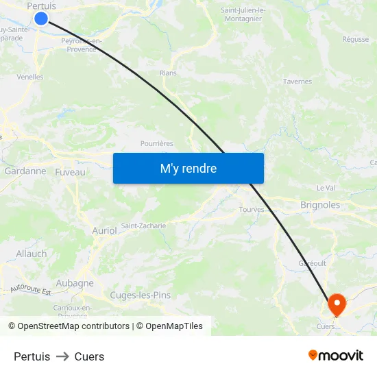 Pertuis to Cuers map