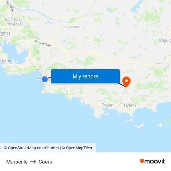 Marseille to Cuers map