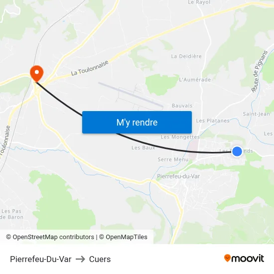 Pierrefeu-Du-Var to Cuers map
