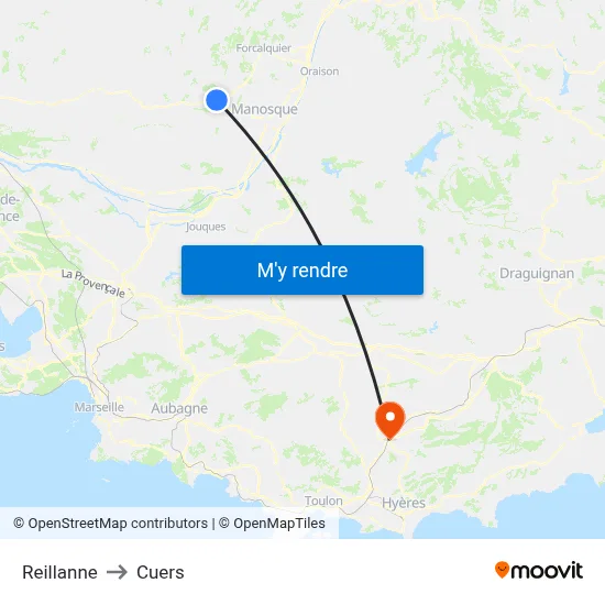 Reillanne to Cuers map