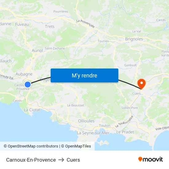 Carnoux-En-Provence to Cuers map