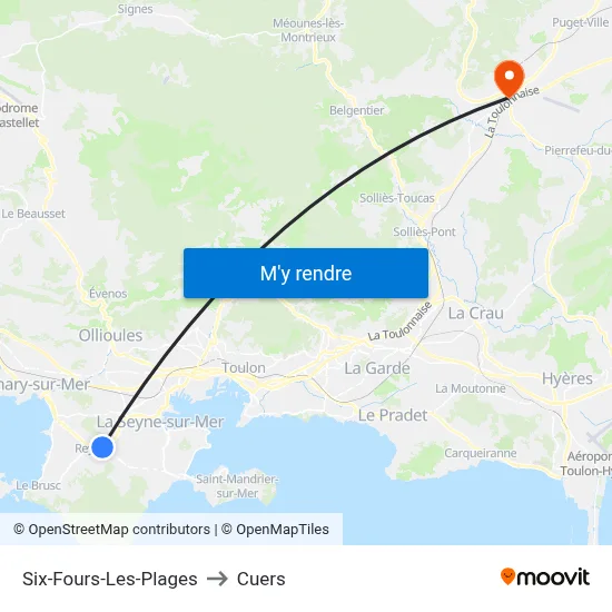 Six-Fours-Les-Plages to Cuers map