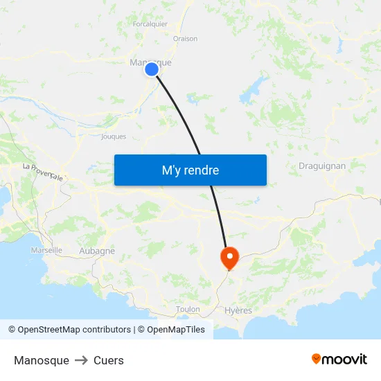 Manosque to Cuers map