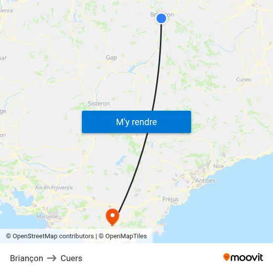 Briançon to Cuers map