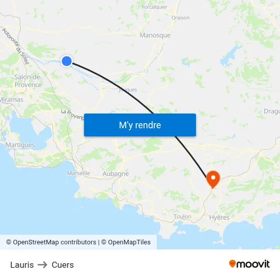 Lauris to Cuers map