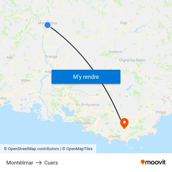 Montélimar to Cuers map