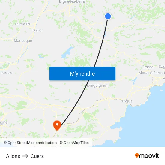 Allons to Cuers map