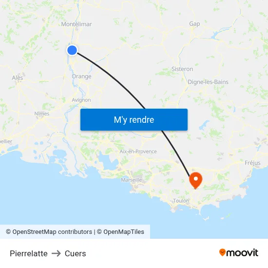 Pierrelatte to Cuers map