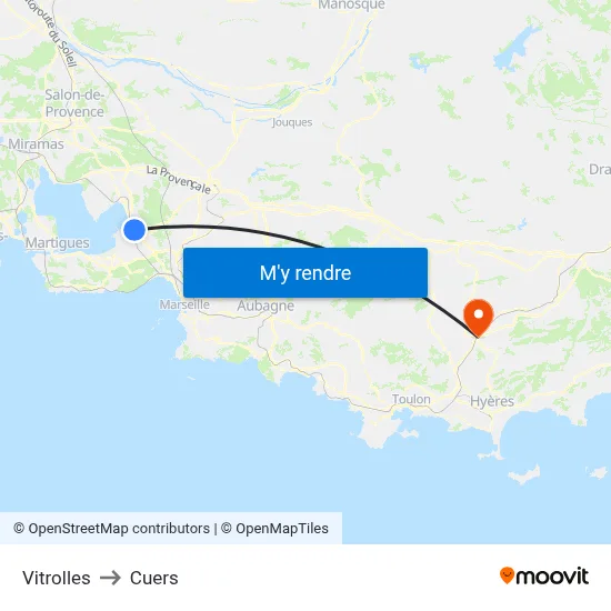 Vitrolles to Cuers map
