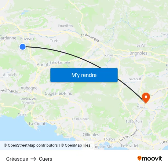 Gréasque to Cuers map