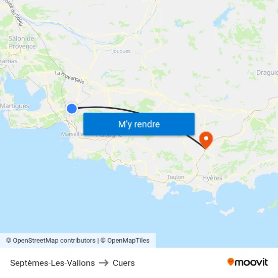 Septèmes-Les-Vallons to Cuers map