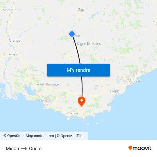 Mison to Cuers map