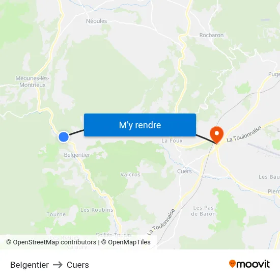 Belgentier to Cuers map