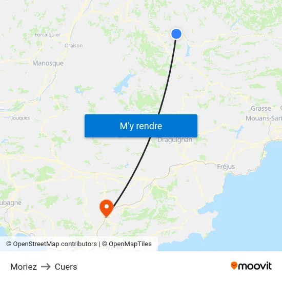 Moriez to Cuers map