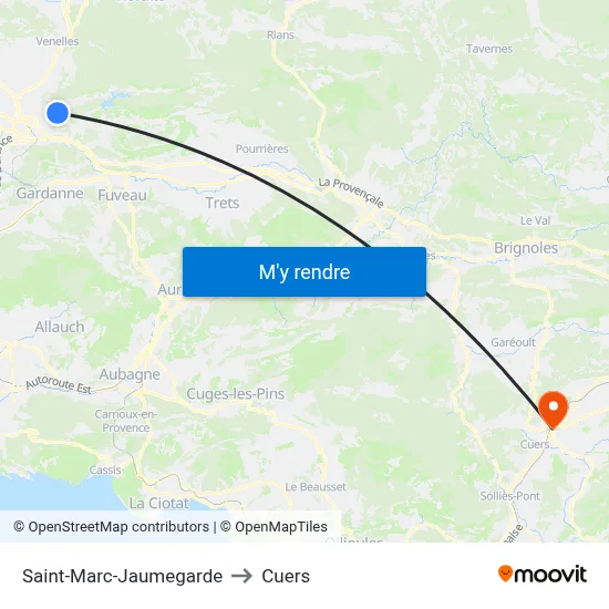 Saint-Marc-Jaumegarde to Cuers map