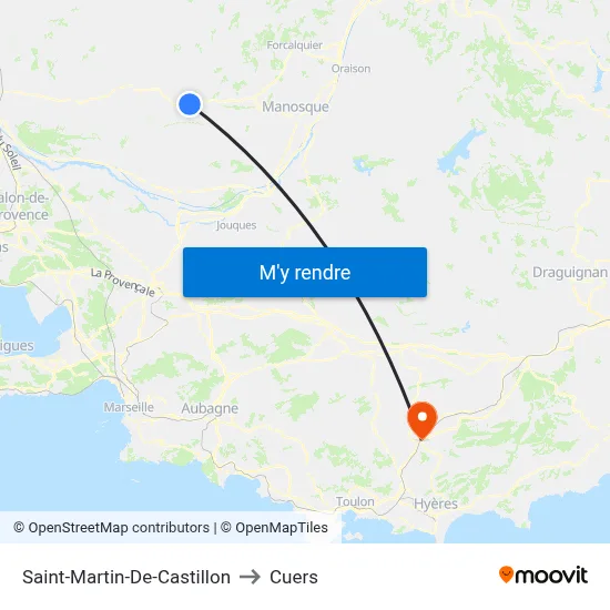 Saint-Martin-De-Castillon to Cuers map